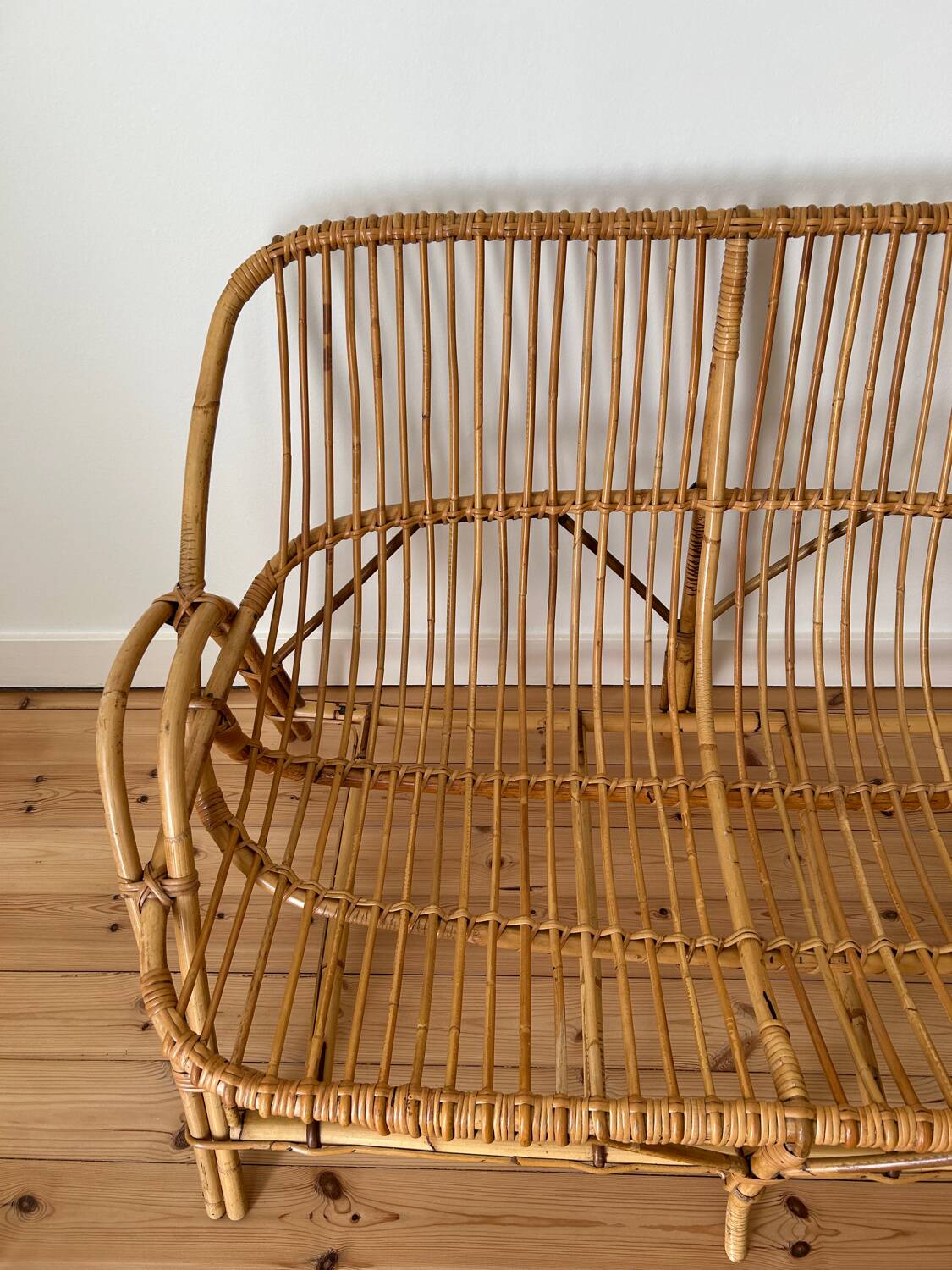 Vintage rattan bench