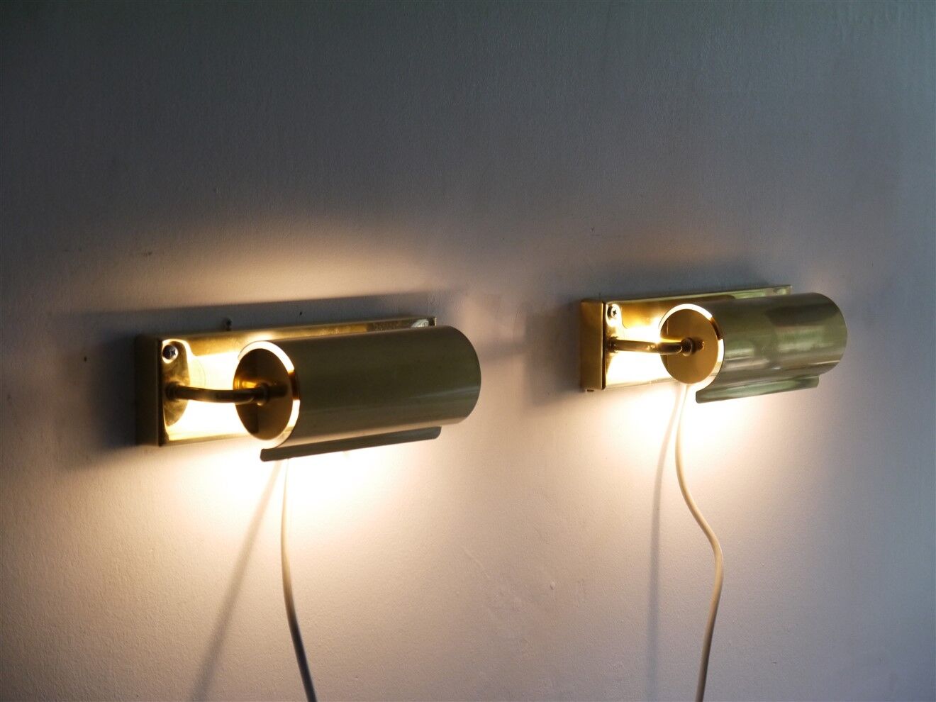Pair of scandinavian brass wall lamps 1970