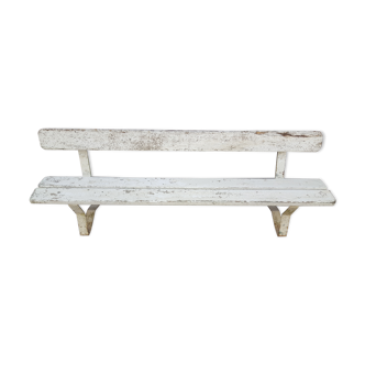 Banc ancien d'école blanc patine ancienne