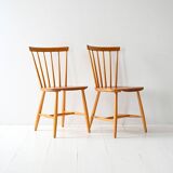 Pair of Scandinavian 1950s/60s beech and teak chairs Pinstol type