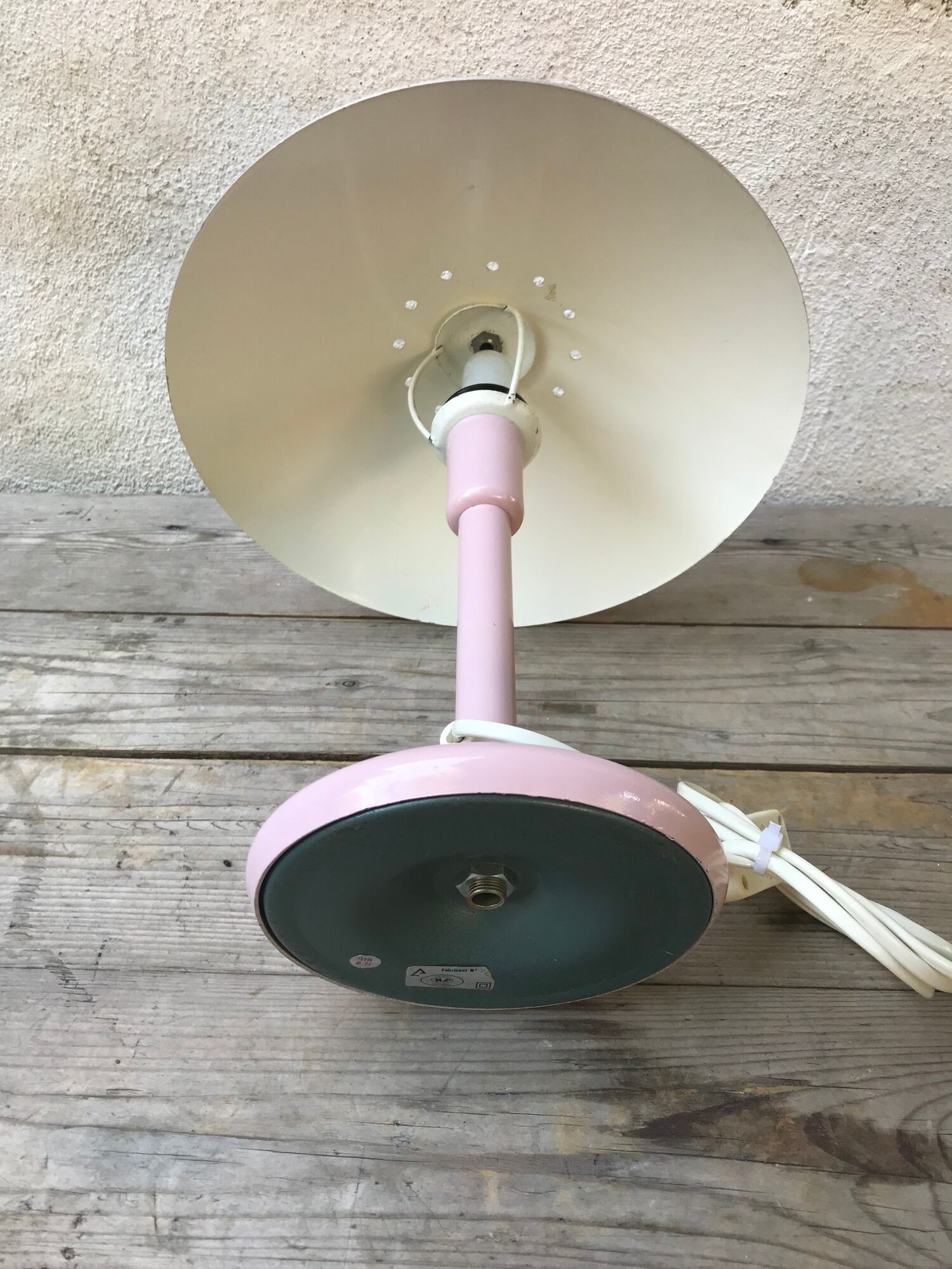 Lamp mushroom aluminor metal rose france 70s vintage