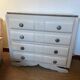 Commode vintage art déco bois et marbre pied moustache