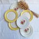 Vintage yellow and pink dinner plates