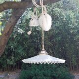 Goes up and down hanging lamp in opaline