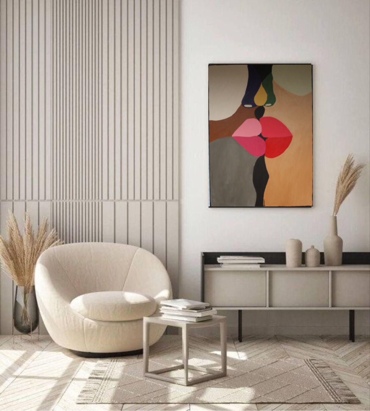 Acrylic paint The last of kisses colorful painting for contemporary design