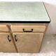 Buffet vintage 60's bois brut et formica bleu
