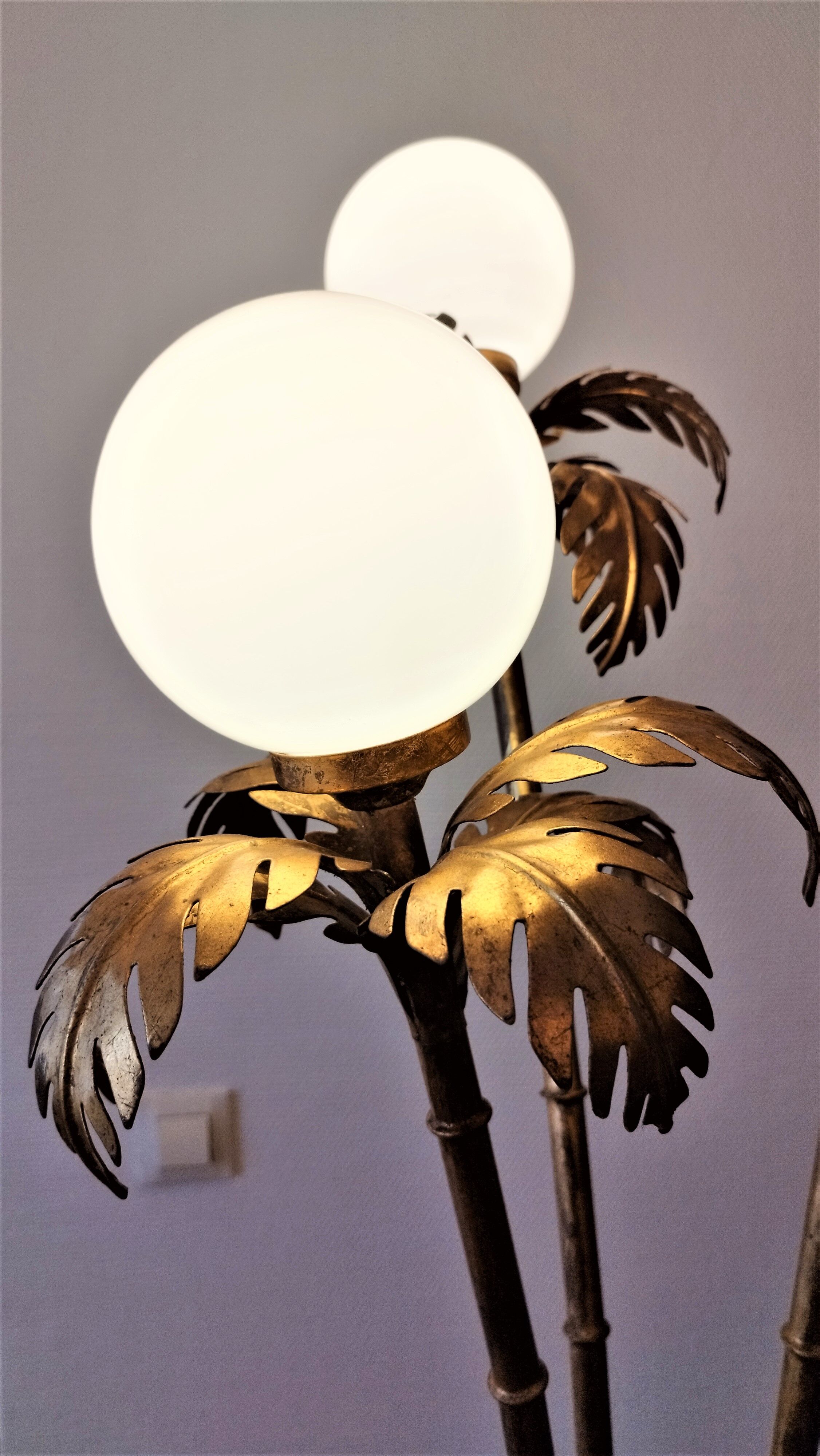 3-globe gilded metal floor lamp