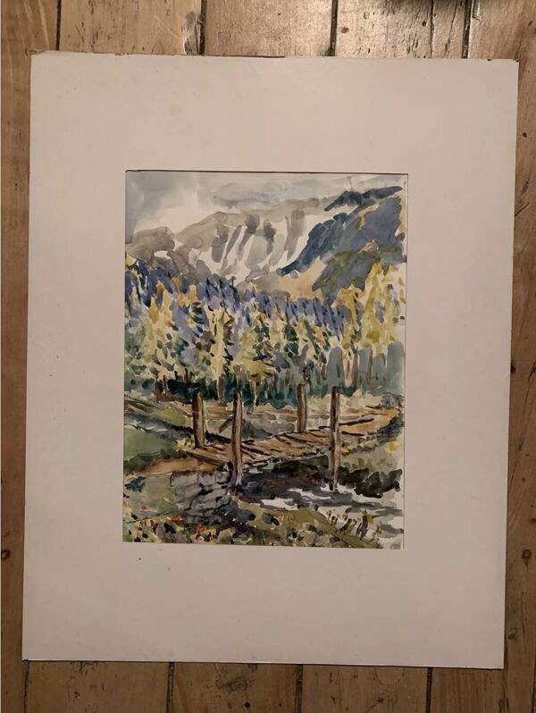 Jean Jacques GRUNENWALD (1911 - 1982)  - Gouache - Paysage De Montagne