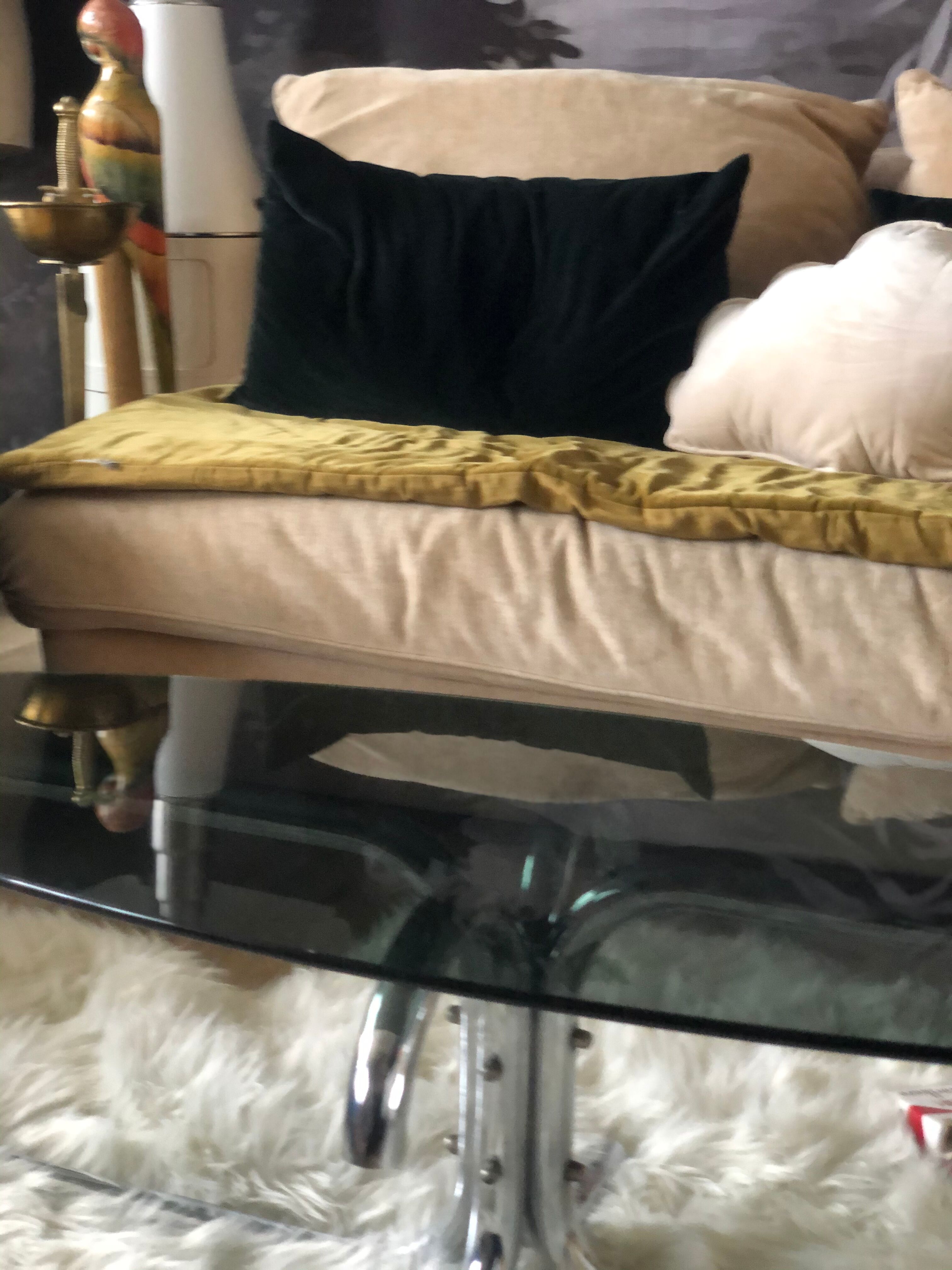 Coffee table smoked glass and chrome