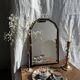 Small rounded mirror, wooden frame, gold frame H49.5