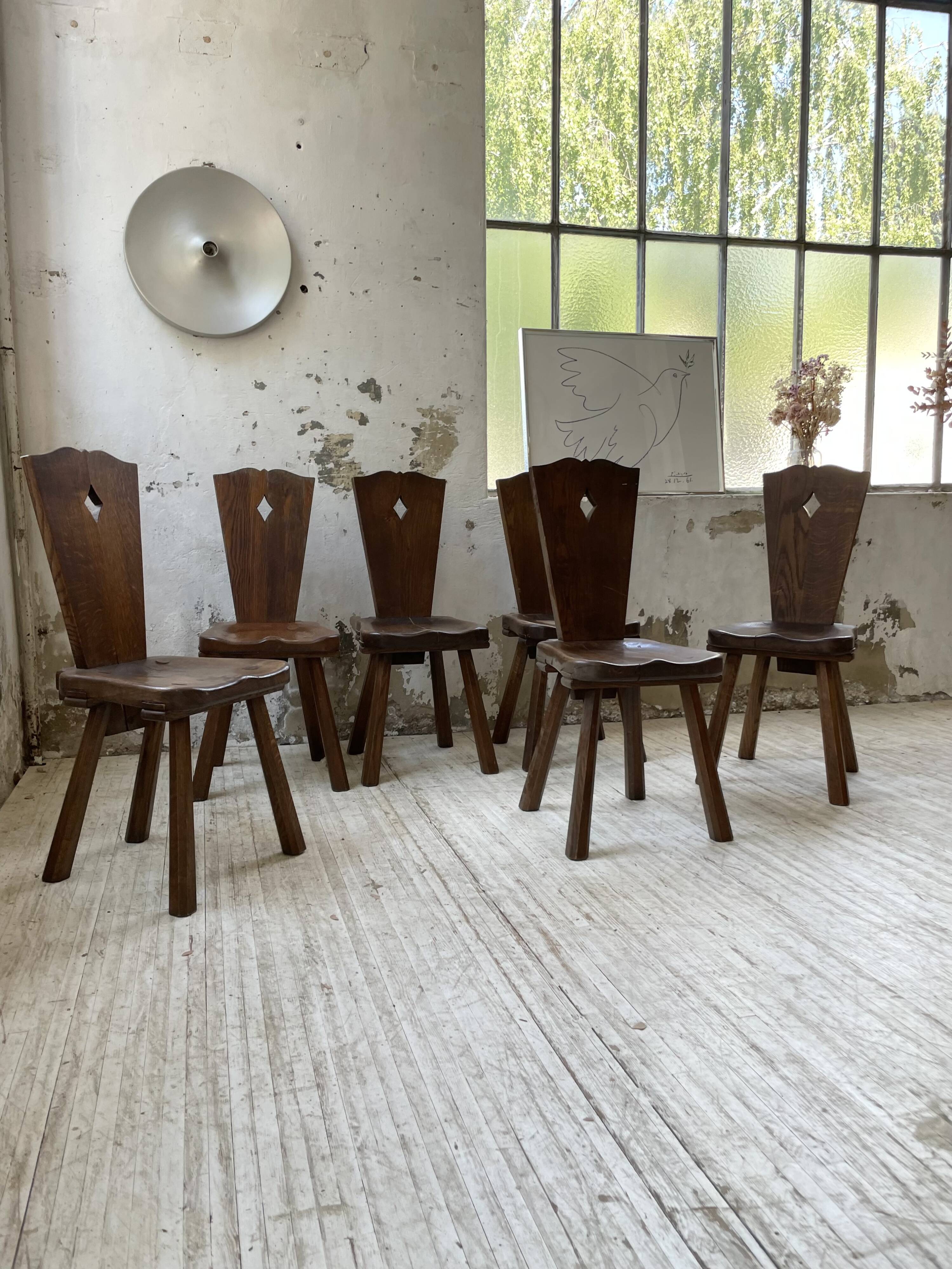 Chaises chêne massif chapo savoyarde art populaire