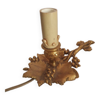 Small hand-held candle holder lamp in vintage gold metal