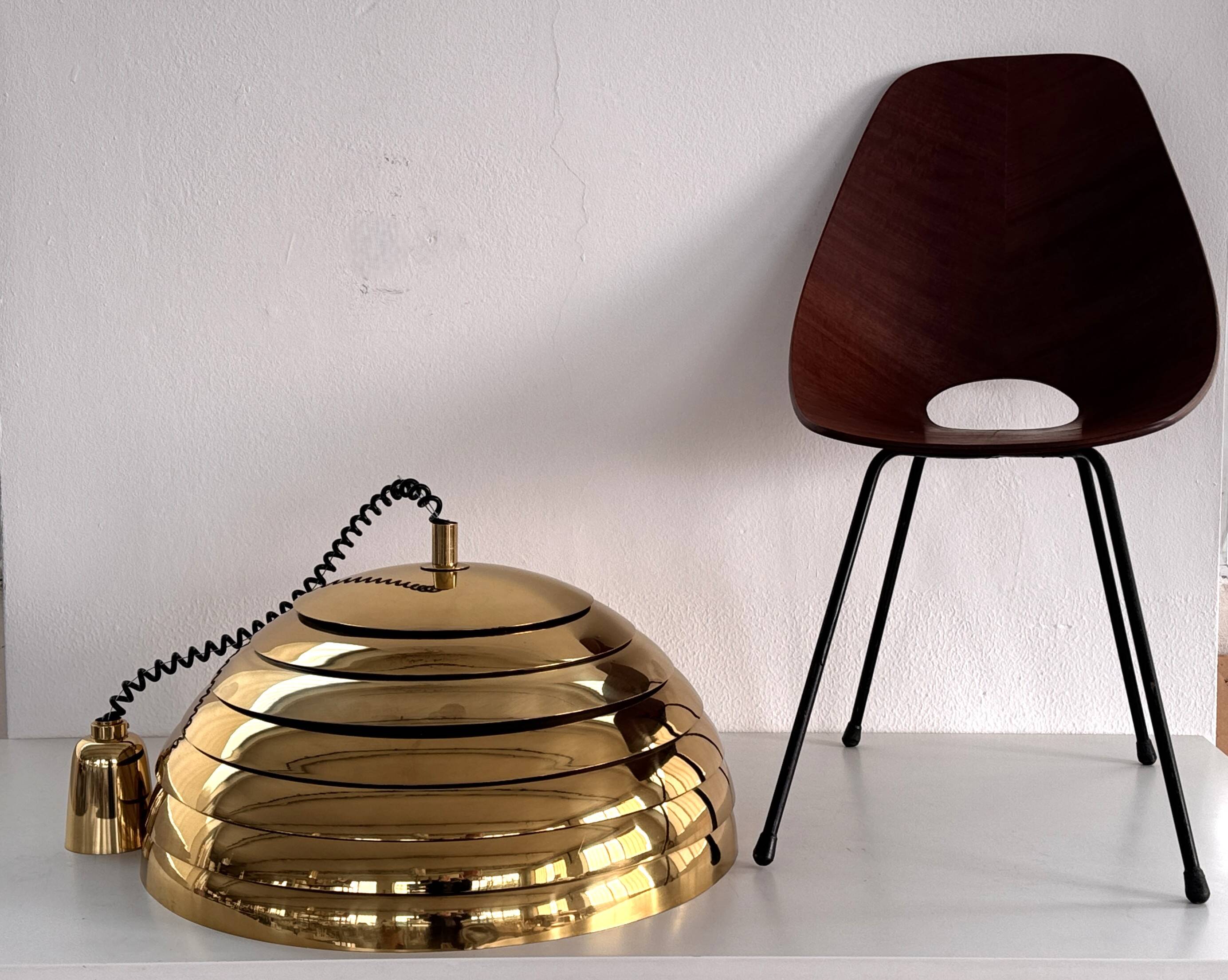 Midcentury Modern Brass Chandelier by Vereinigte Werkstätten, 1960