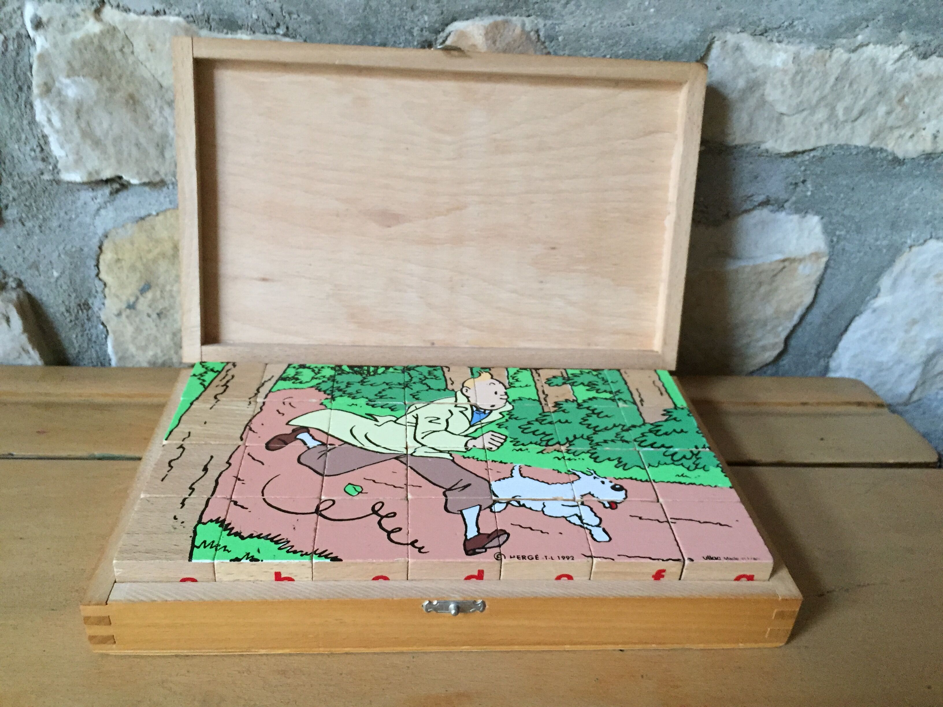 Vilac educational game, Tintin 1992 wooden cubes