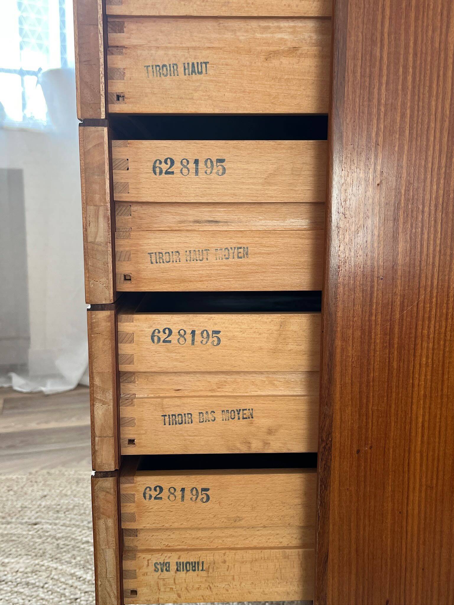 Vintage chest of drawers with compass feet