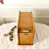 Wooden index card box vintage curtain file