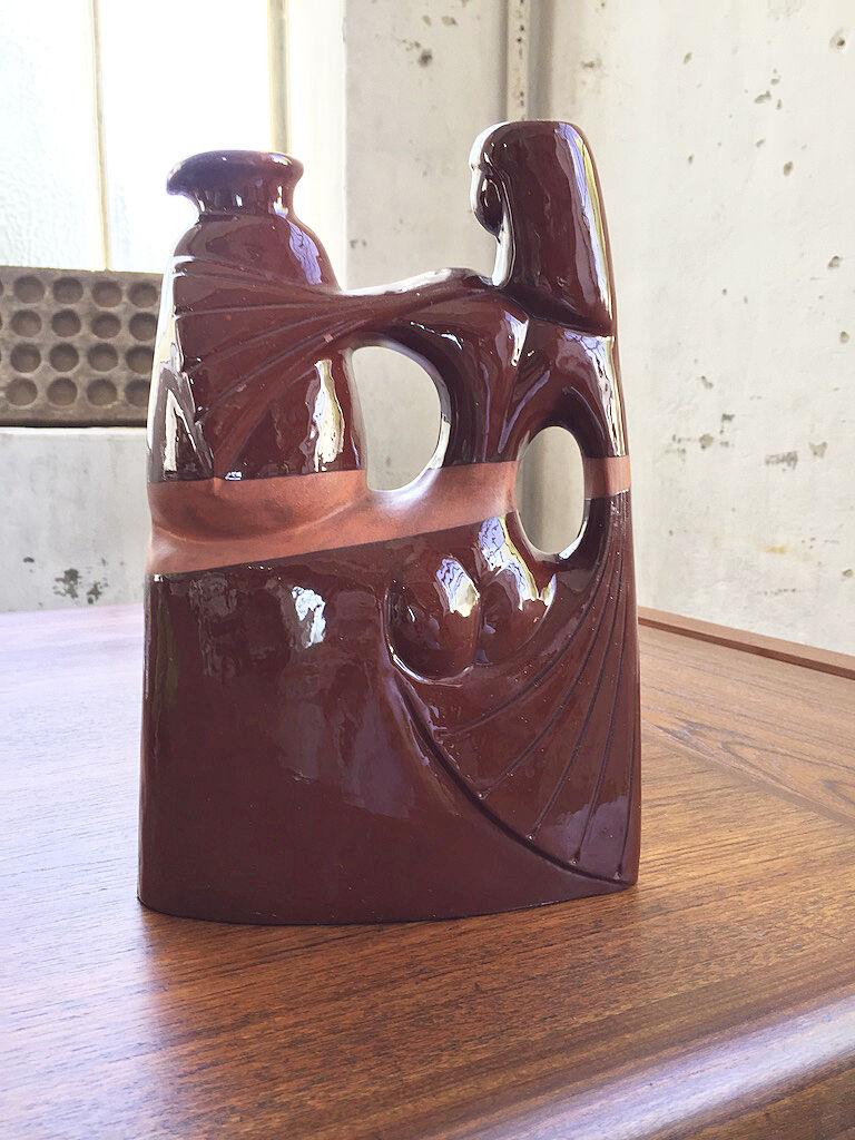 Ceramic pitcher vase polymorphic woman art deco