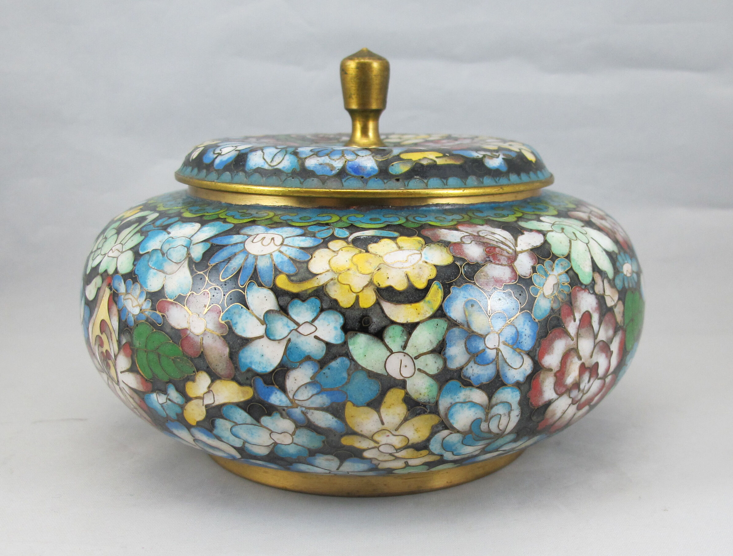Pot couvercle en bronze émail cloisonne Chinois Chine