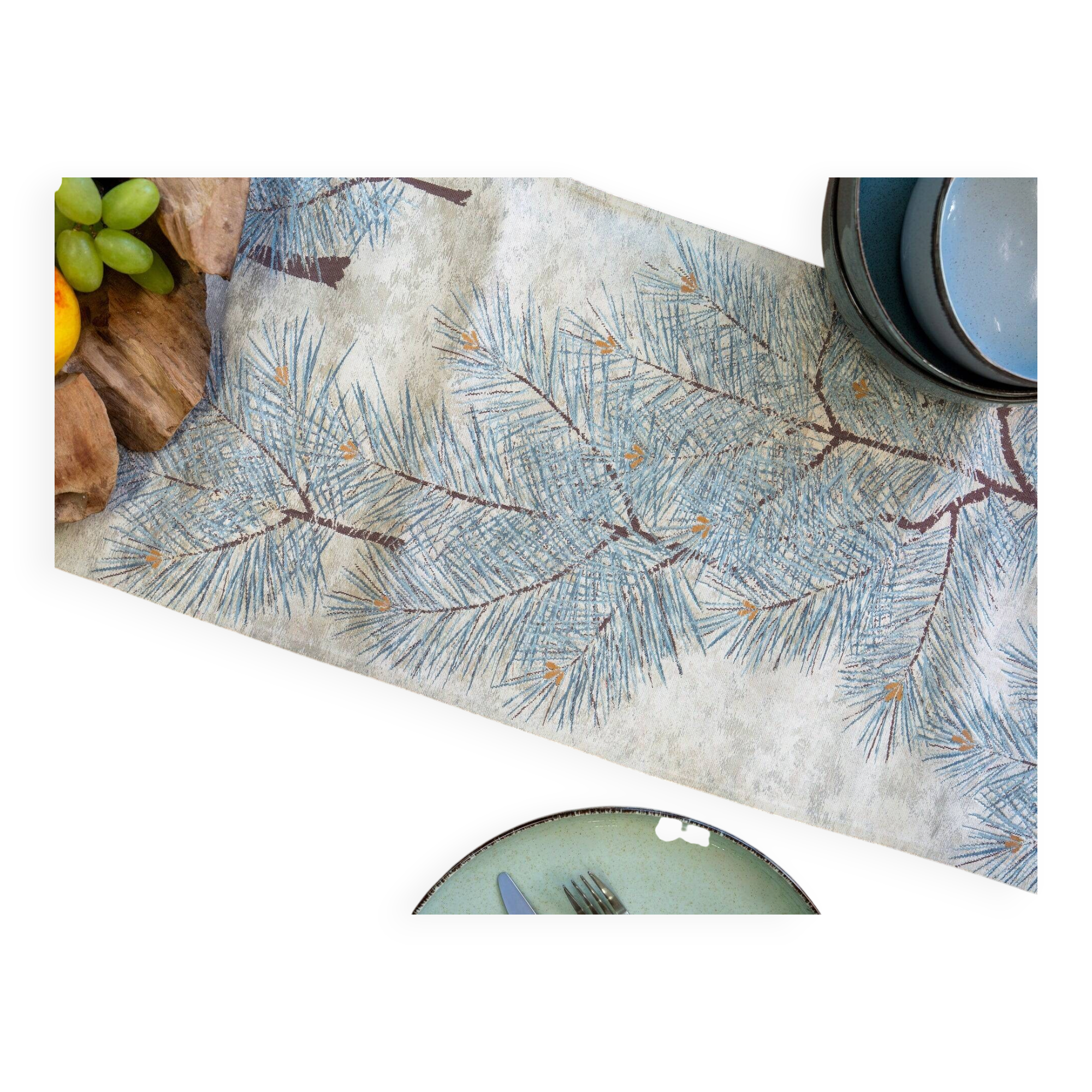 The Silver Alpine — Cream and Silver Matsu Pine Table Runner