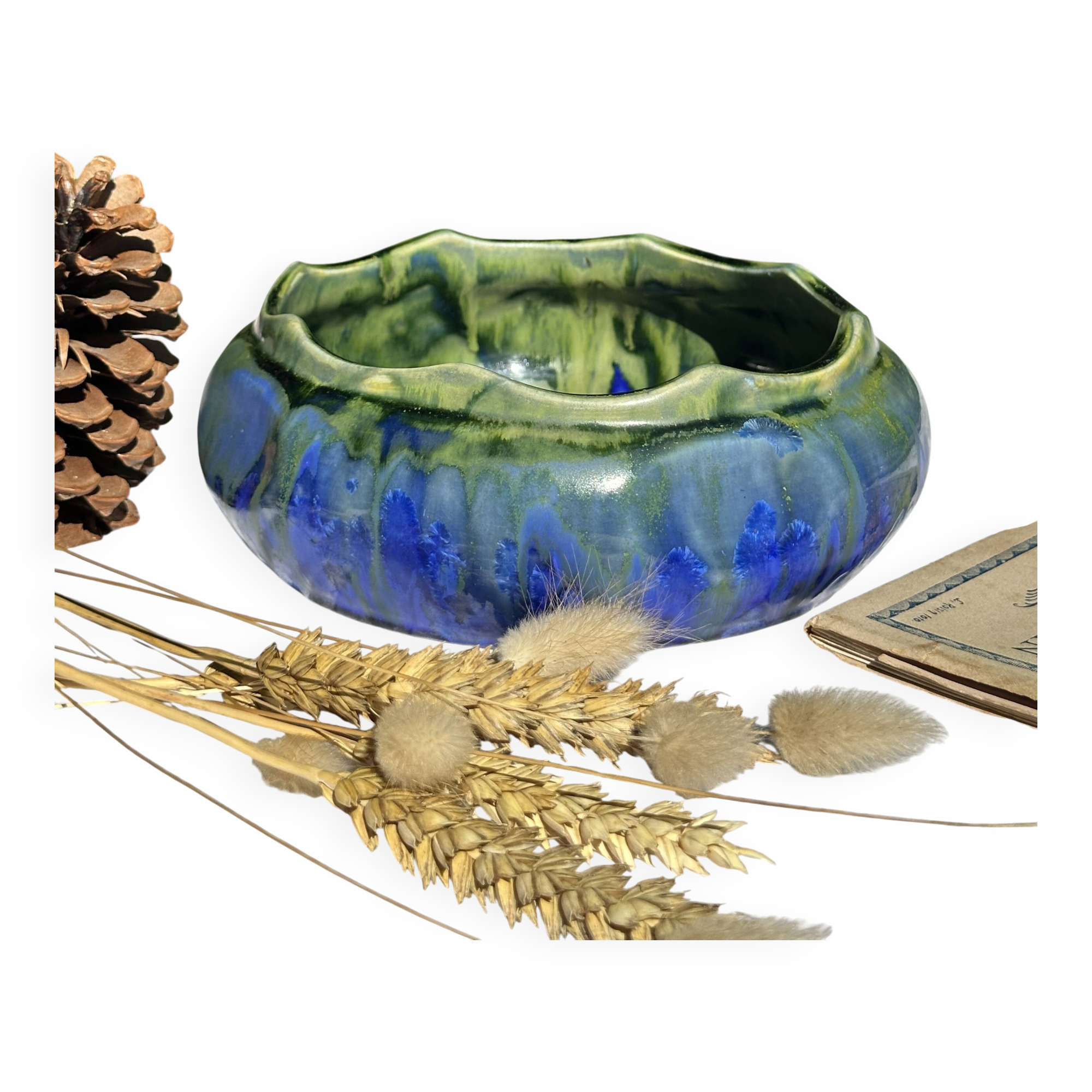 Gilbert metenier signed ceramic bowl // french art deco