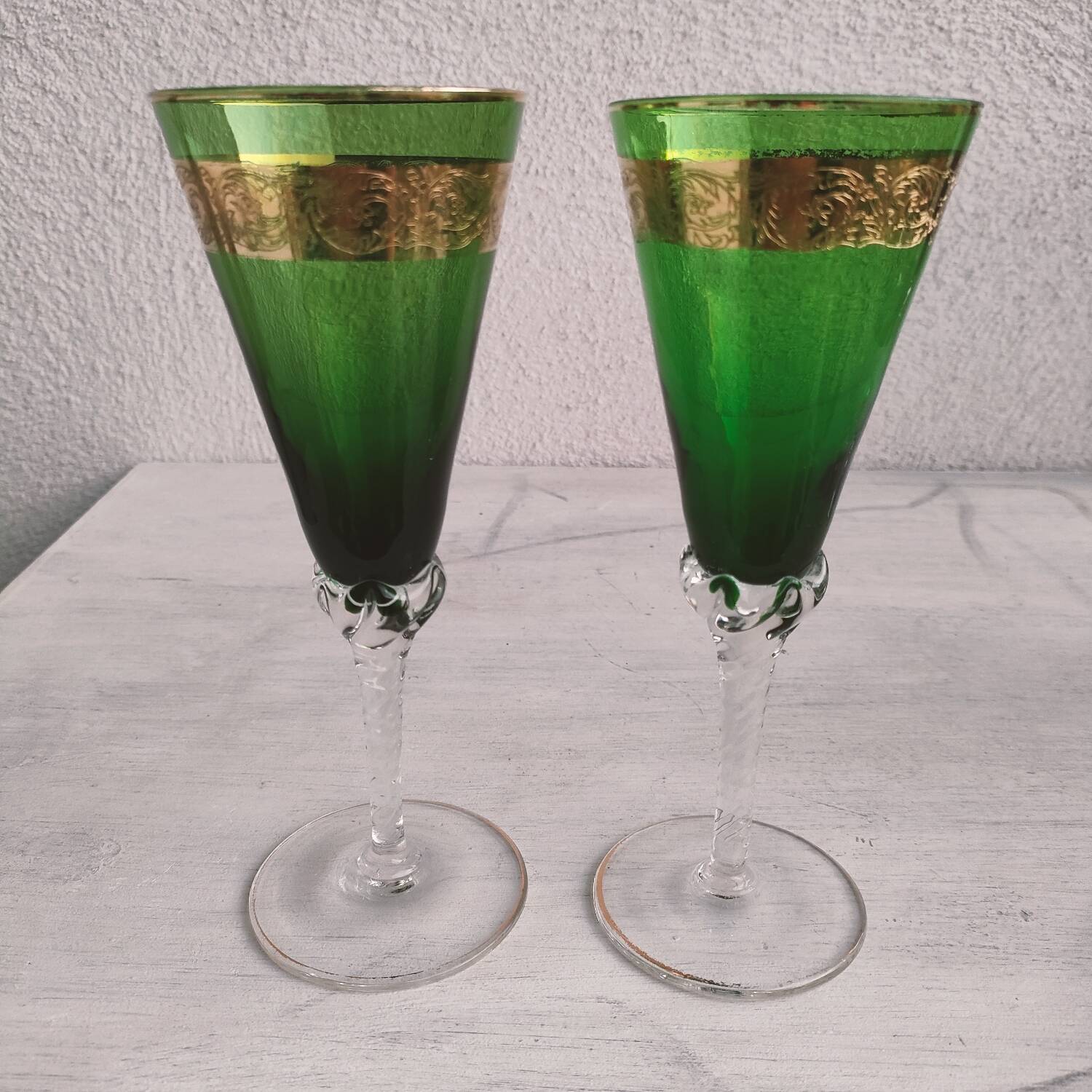 Set of 5 Murano glass flutes