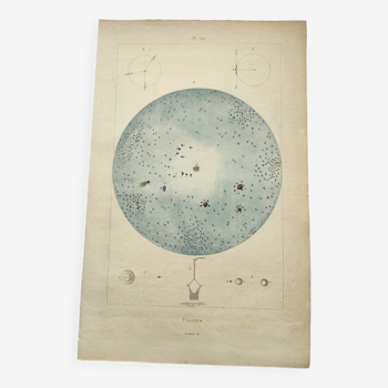 Gravure ancienne de 1838 -Ciel et univers- Planche astronomique original