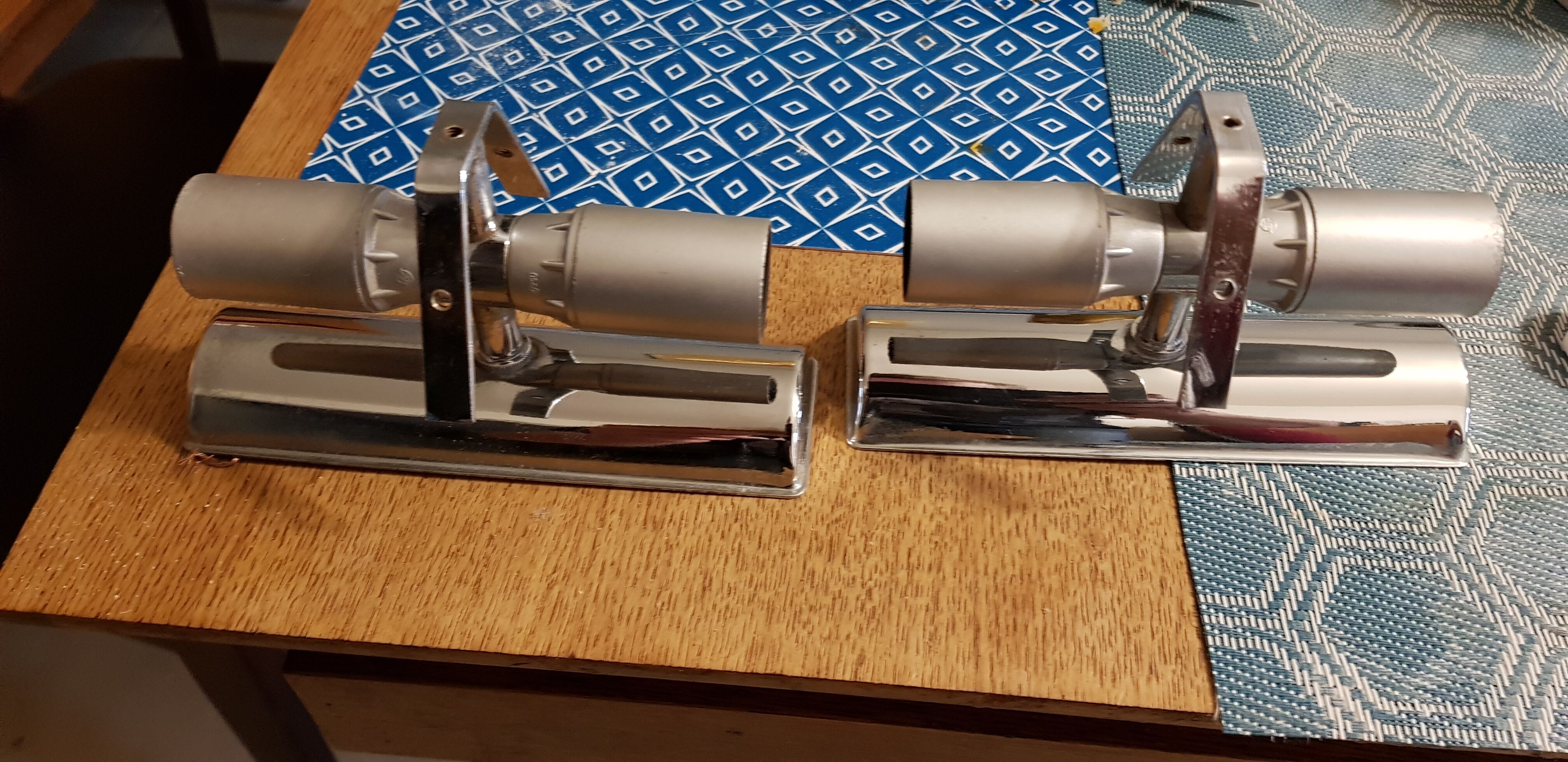 Wall light vintage UFO space age smoked glass and chrome pair