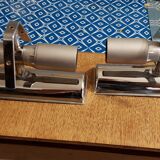 Wall light vintage UFO space age smoked glass and chrome pair