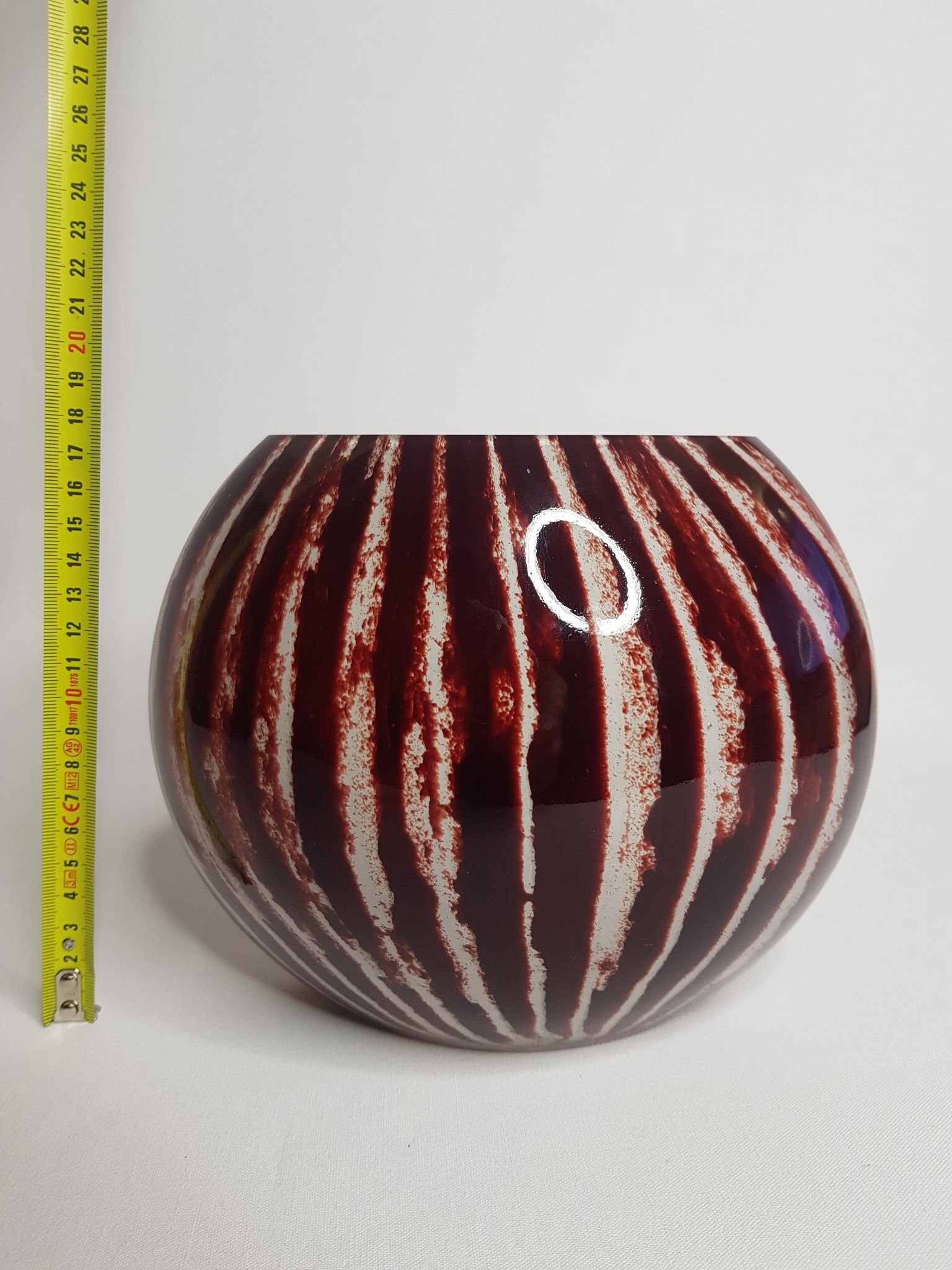 Vintage zebra vase, Soisy art glassware on school