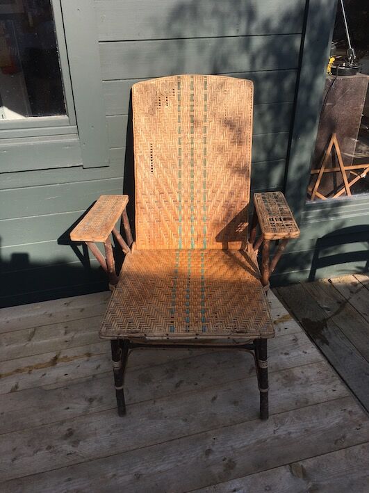 Chaise longue osier & rotin 1950