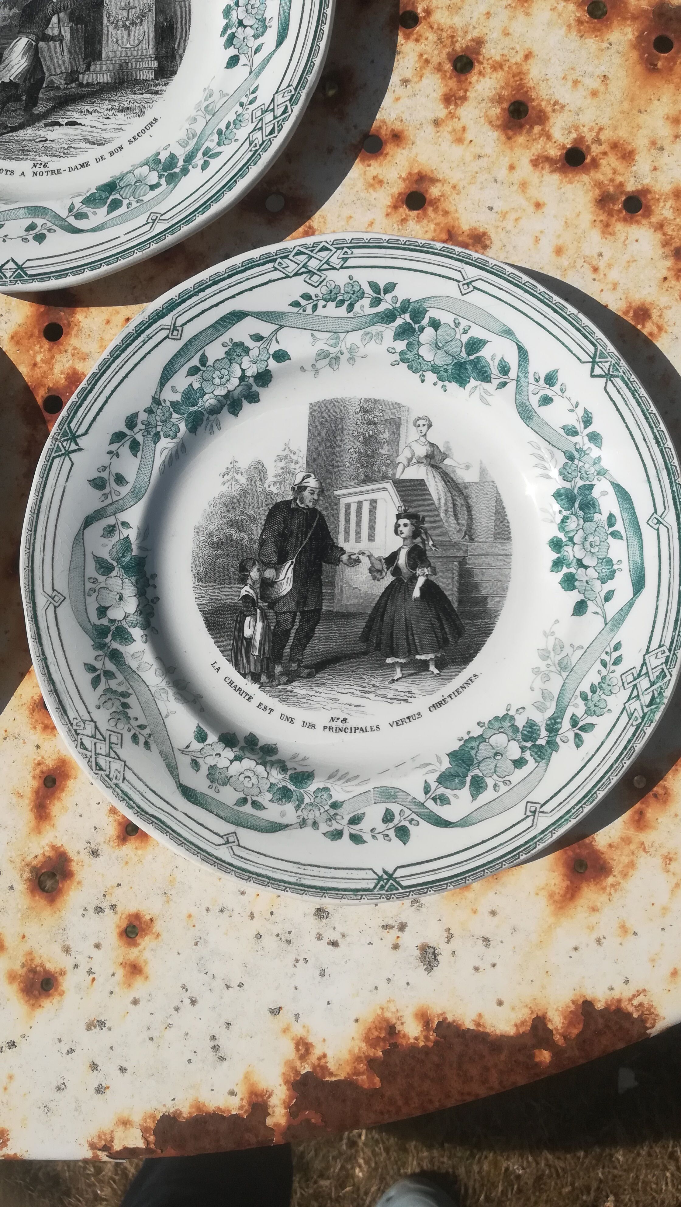 3 plates Creil-Montereau religious theme