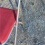 Set de 9 chaises pliantes  des années 70 tweed et métal chromé