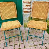 Pair of rattan folding chairs
