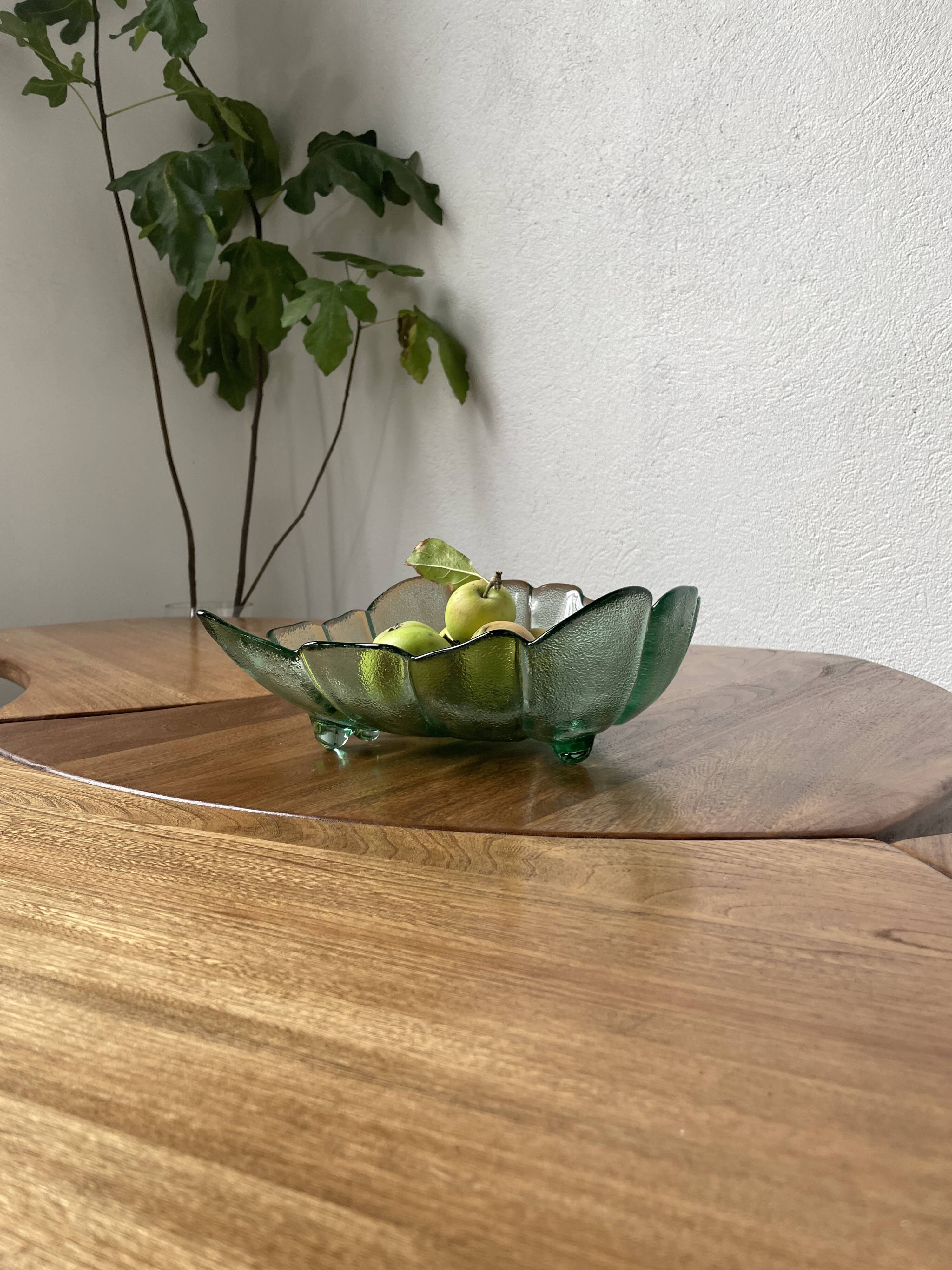 Tinted glass “leaf” dish