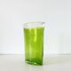 Large vintage green lemon bubble blown glass vase