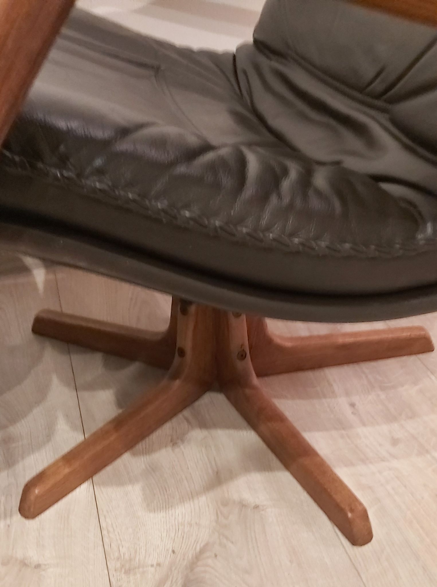 Swivel armchair with footrest, Berg Forniture, Denmark, 1970s