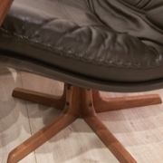 Swivel armchair with footrest, Berg Forniture, Denmark, 1970s