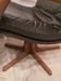 Swivel armchair with footrest, Berg Forniture, Denmark, 1970s