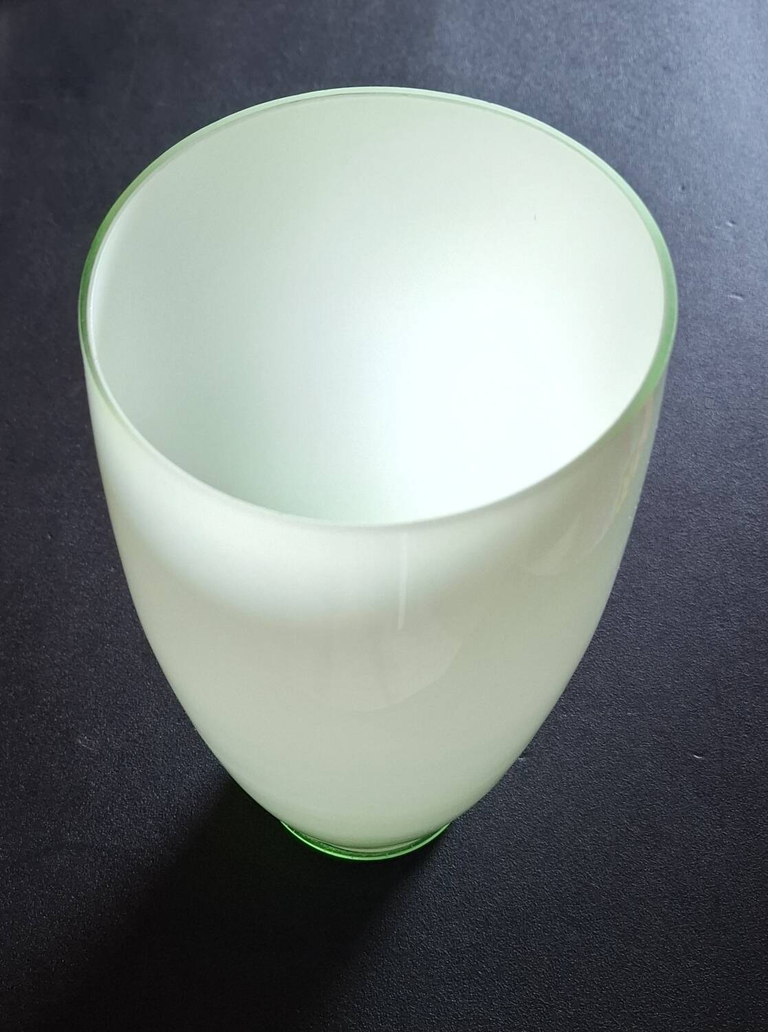 Large contemporary vase in green opaline