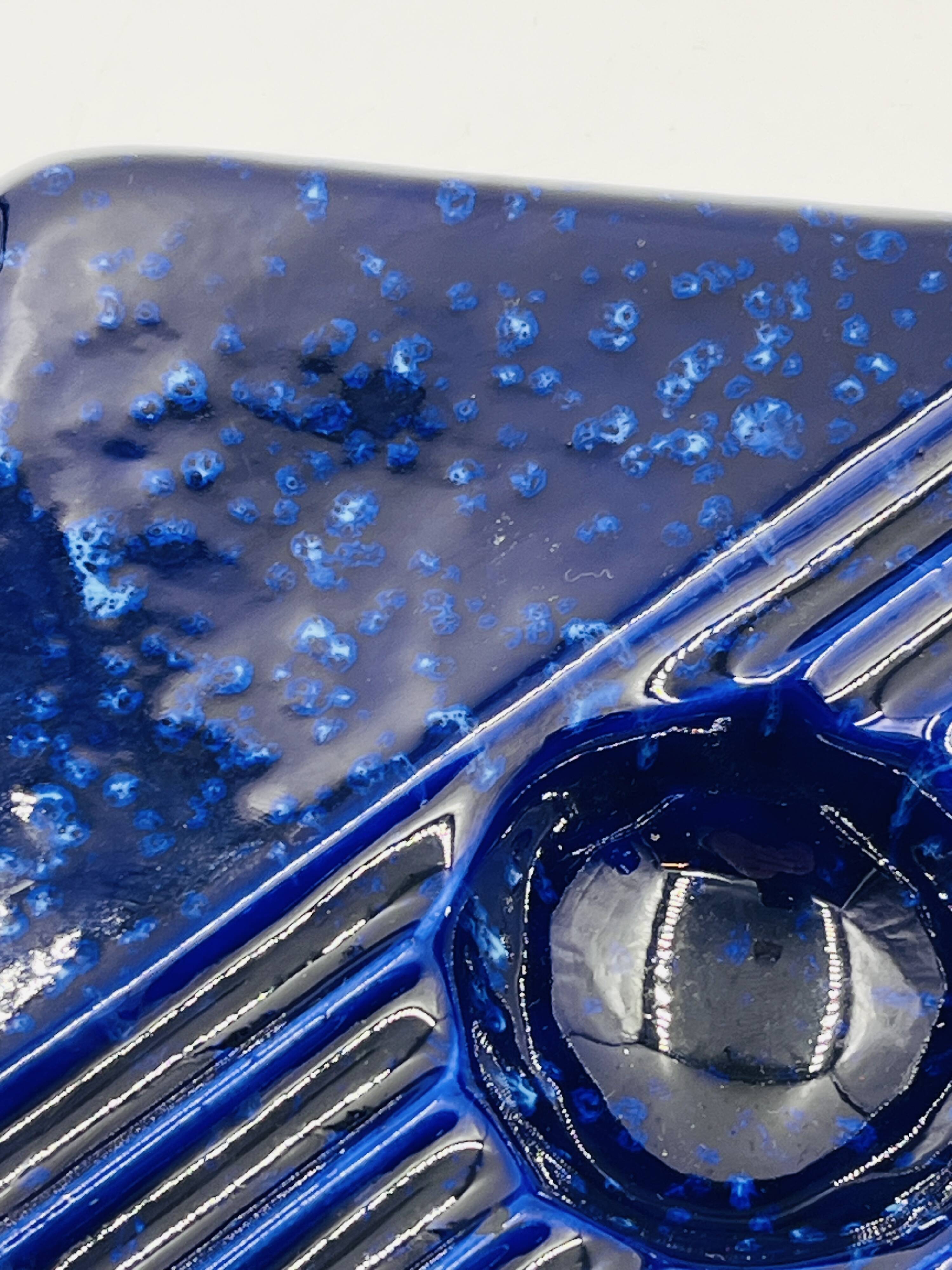 Cobalt blue ceramic ashtray, designed by Cari Zalloni