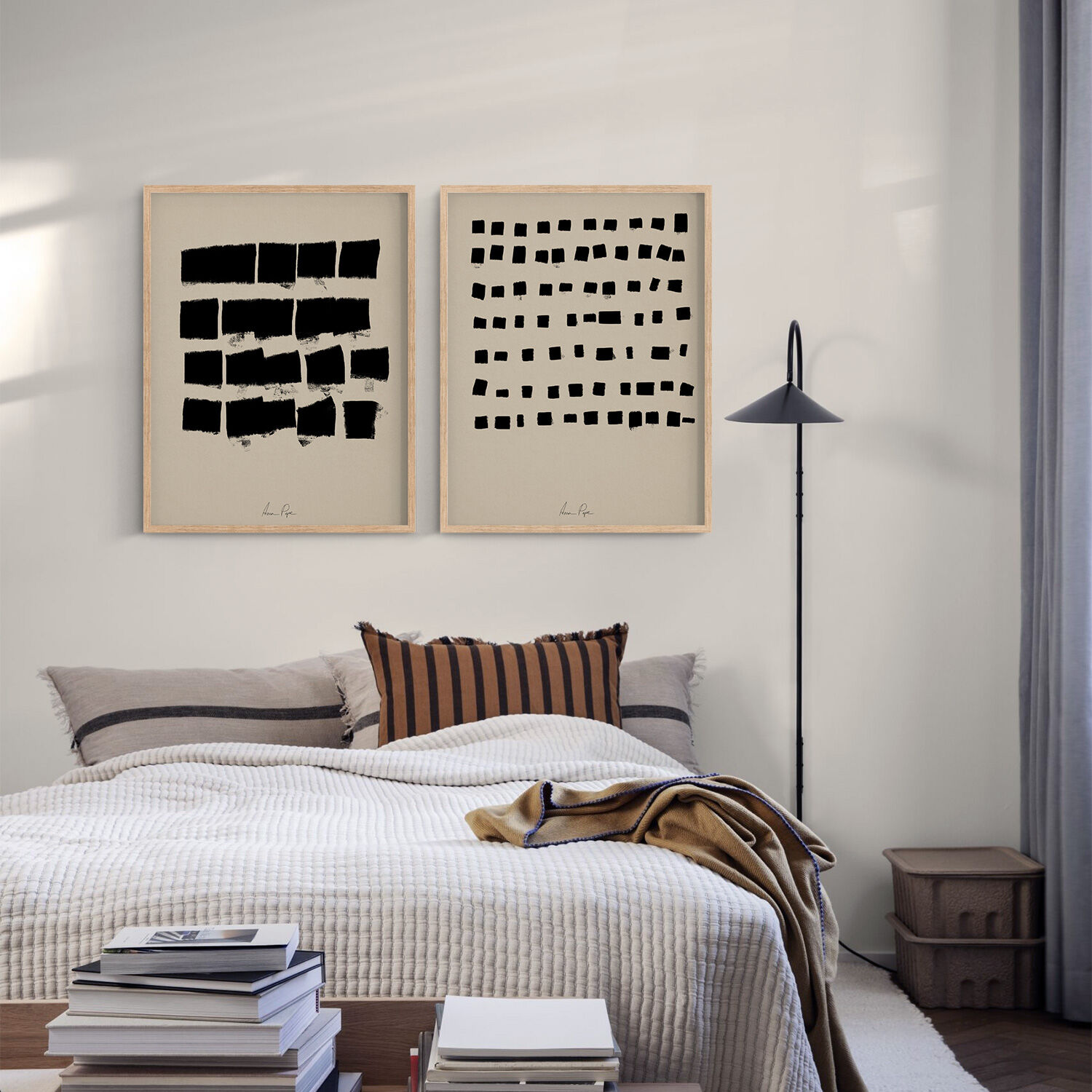 Pair of giclee prints, abstract wall art set of two, 50x70cm