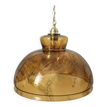 Vintage amber bubble glass suspension light from the 1960s – Ø 38 cm