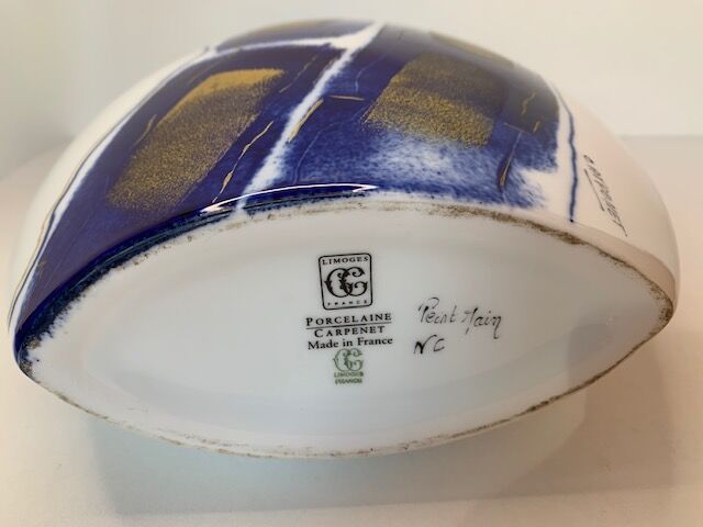 VASE Limoges porcelain flattened gilded shape