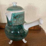Tripod chocolate pot, Gien earthenware, vintage 60s
