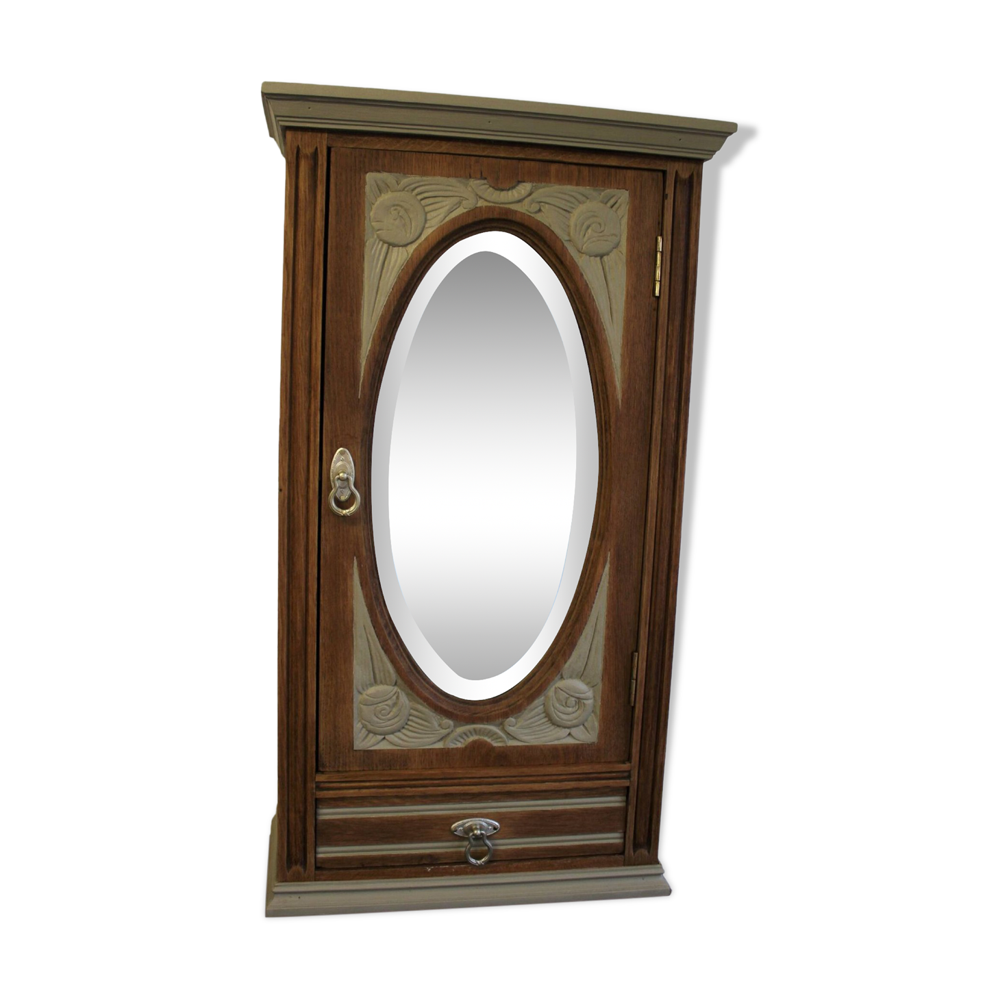 Armoire murale bois et lin Art Déco avec miroir Selency