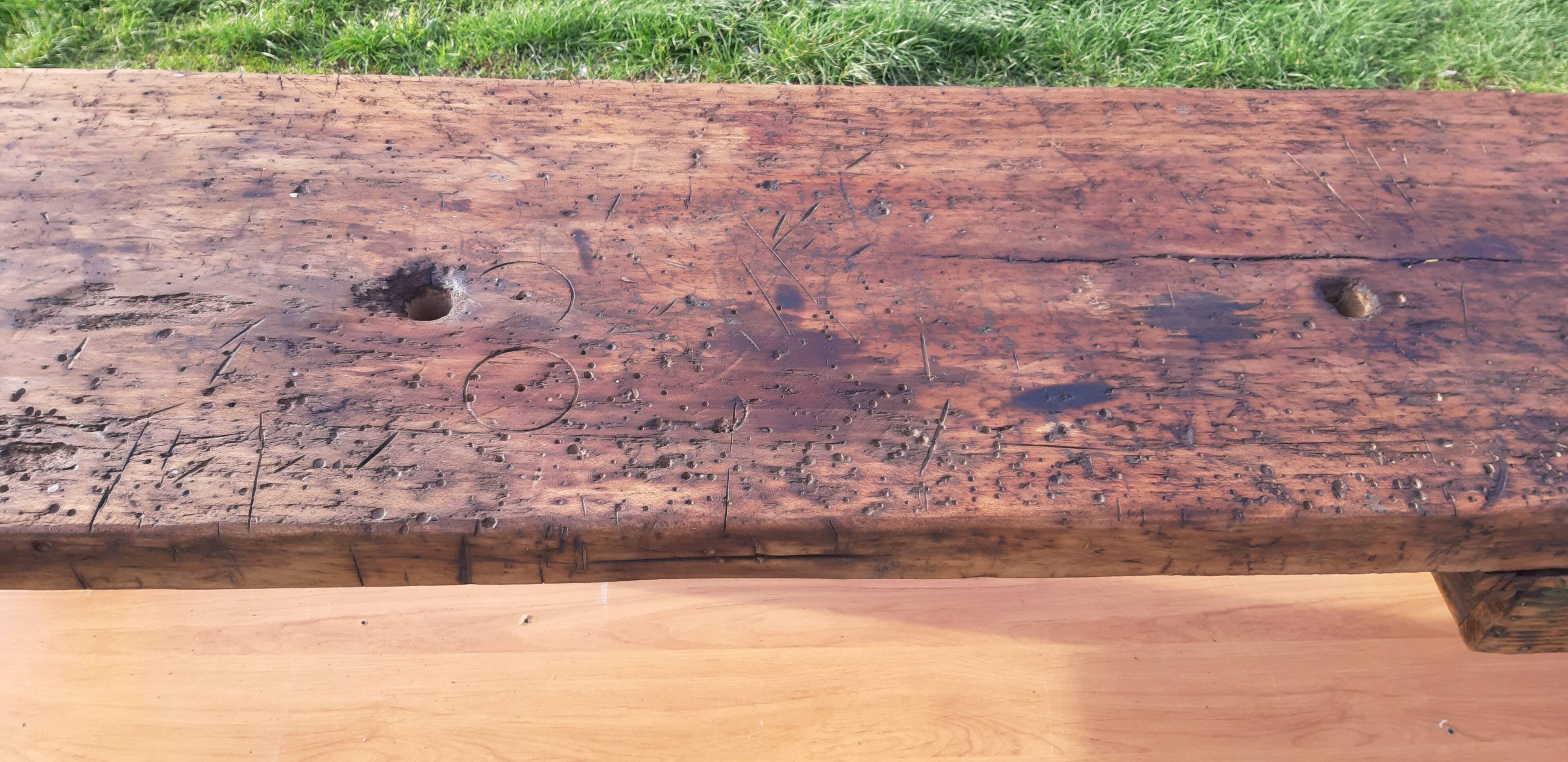 Old Wood Workbench, 1 Drawer and Shelf
