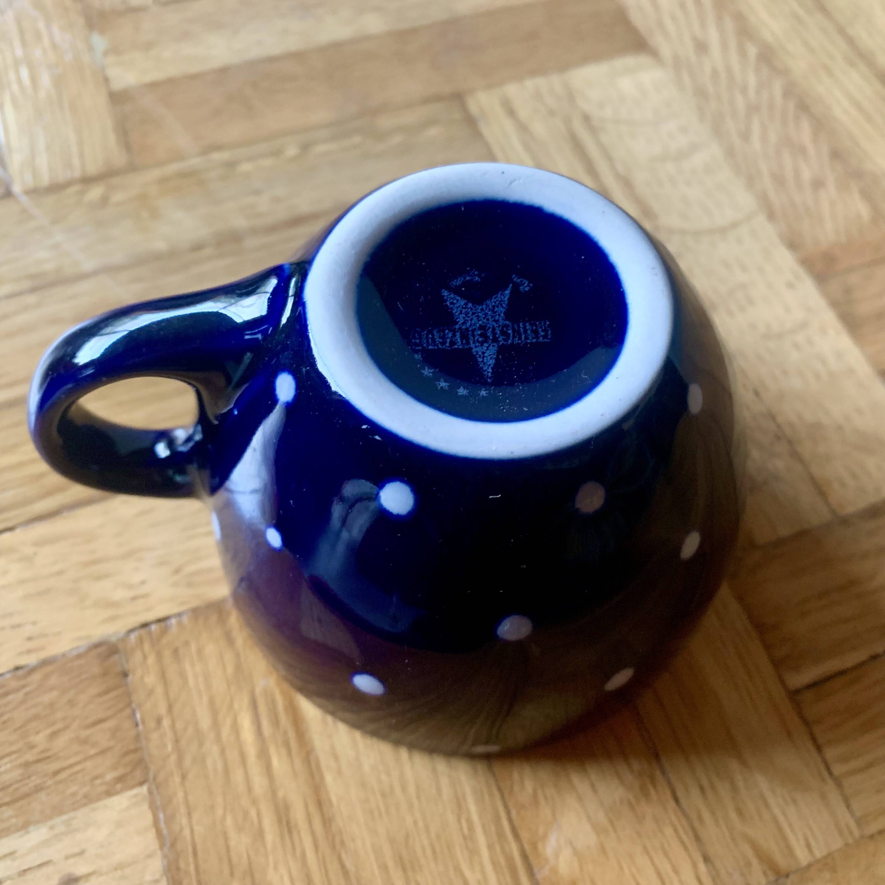 Vintage midnight blue coffee and dessert set with white dots - Glazed ceramic Feinsteinzeug