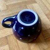 Vintage midnight blue coffee and dessert service with white polka dots - Feinsteinzeug glazed ceramic