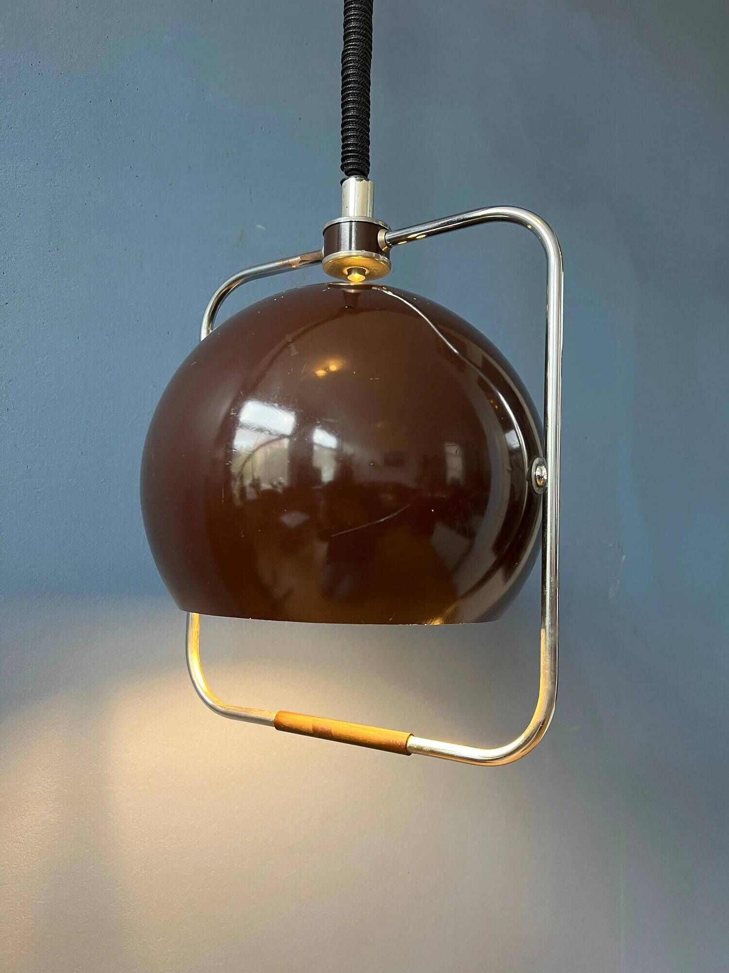 Vintage brown GEPO suspension | Space Age light fixture | Mid-Century Modern ceiling light