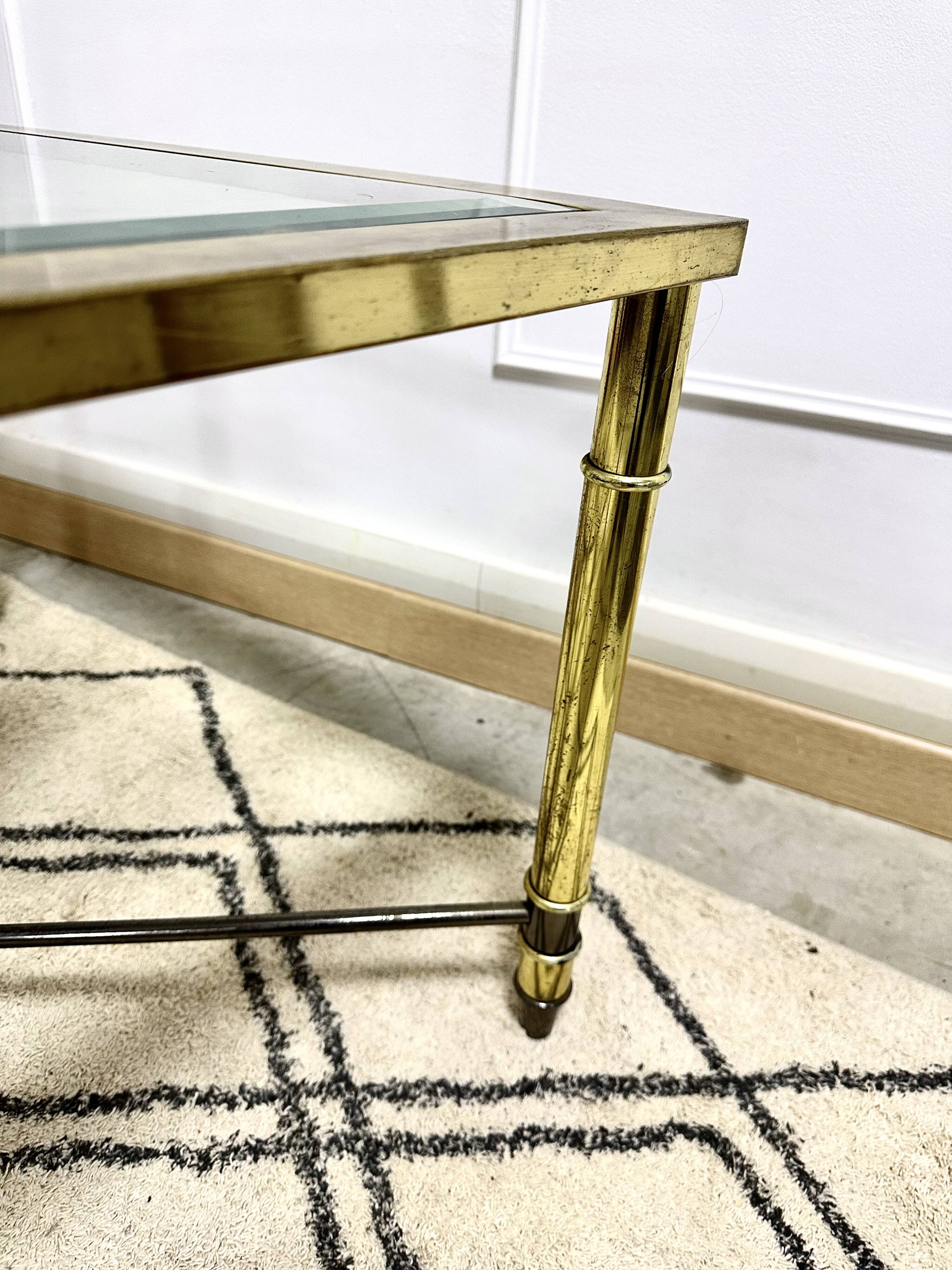 Brass coffee table glass tray